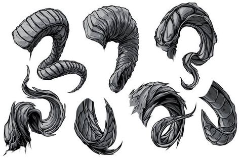 Draw, Horn, Antlers, Horns Drawing References, Creature Design, Horns, Creature Concept Art, Concept Art Drawing, Desain Grafis