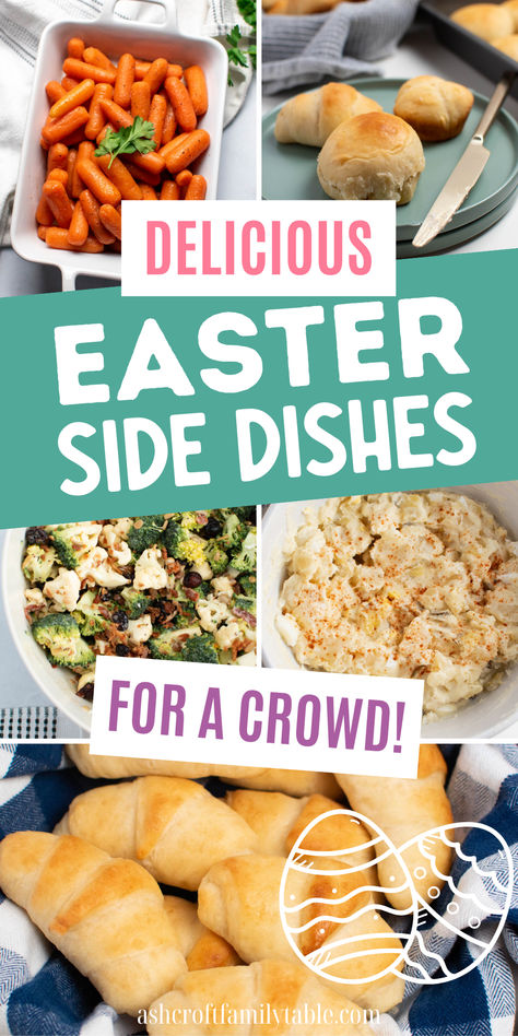Collage of Easter side dishes for Easter dinner, including vegetables ide dishes, salads, and rolls. Easter Side Dishes Recipes, Easter Dinner Recipes, Easter Side Dishes, Easter Recipes Sides, Easter Dinner Sides, Easter Potluck, Easter Dinner Side Dishes, Easter Dinner Menus, Easter Recipes Vegetables
