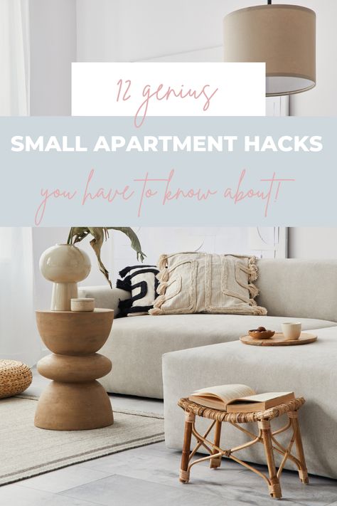 12 genius small apartment hacks you have to know about! Flat Ideas, Ideas, Home Décor, Small Flat Decorating, Small Apartment Hacks, Storage Spaces, Apartment Hacks, Small Apartment Decorating, Small Apartment Decorating Living Room