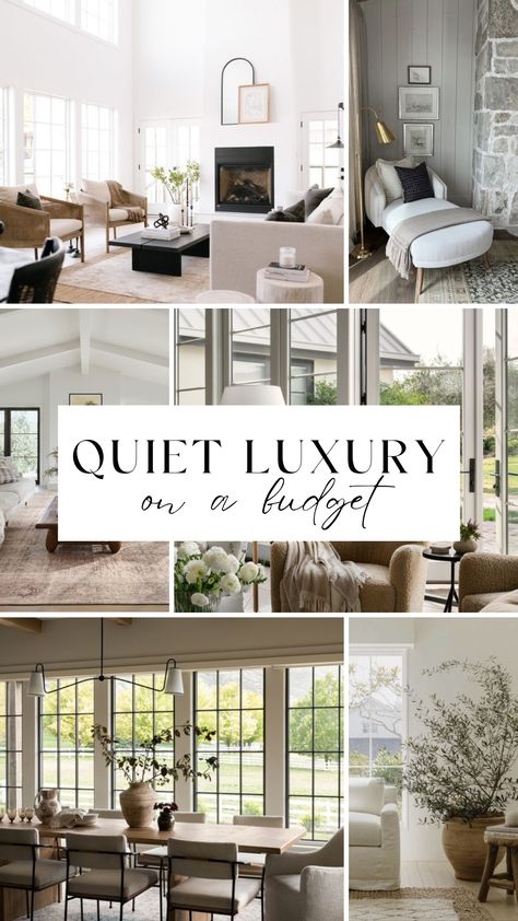 Wondering what the quiet luxury home decor trend is that's taking over your Pinterest feed? All of the details on the upscale, casually elegant home decorating style & how you can get it, even if you're on a budget! Home Décor, Home, Interior, Inspiration, Affordable Living Room Decor, Affordable Home Decor, Timeless Living Room Decor, Living Room Shades, Transitional Living Rooms