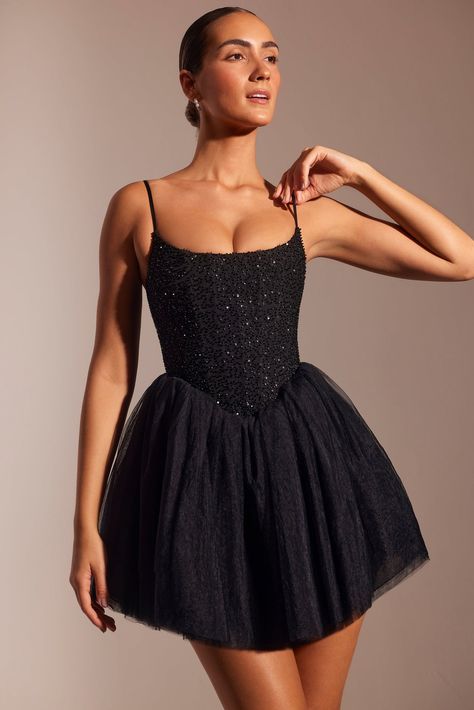 Eugenie Embellished Corset Tulle Skirt Mini Dress in Black | Oh Polly Corset Dress Prom, Tulle Mini Dress, Corset Mini Dress, Corset Top Dress, Corset Dress Short, Short Corset Dress, Black Tulle Dress Short, Tulle Dress Short, Black Corset Dress
