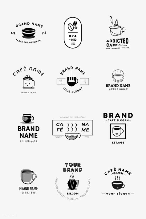 Coffee shop badge logo vector set | premium image by rawpixel.com / Techi Logos, Corporate Branding, Web Design, Logo Design Coffee, Coffee Shop Logo Design, Cafe Logo Design, Shop Logo Design, Coffee Shop Logo, Shop Logo