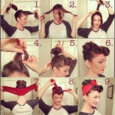 17 Ways to Make the Vintage Hairstyles - Pretty Designs Hair Styles, Up Dos, Long Hair Styles, Cool Hairstyles, Updos, Cute Hairstyles, 50s Hairstyles, Hair Hacks, Hair Dos