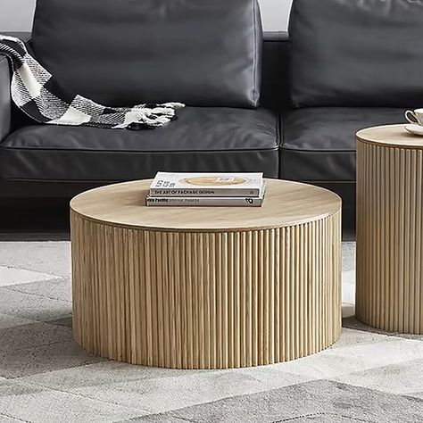 28" Modern Round Wood Coffee Table with Storage in Natural Contemporary Coffee Table, Modern Wood Coffee Table, Round Coffee Table Modern, Circular Coffee Table, Round Wooden Coffee Table, Modern Coffee Tables, Round Wood Coffee Table, Wooden Coffee Table, Coffee Table Wood