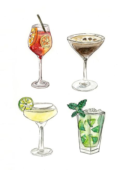 Watercolour Art, Cocktails Drawing, Cocktail Illustration, Watercolor, Watercolor Art, Watercolor Illustration, Art Prints, Aperol Spritz, Cocktail