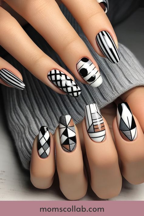 10 Timeless Black and White Nail Design Ideas Fan, Nail Designs, Nail Art Designs, Accent Nails, Pink, Nail Ideas, White Nail Beds, Black And White Nail Designs, White Nail Designs