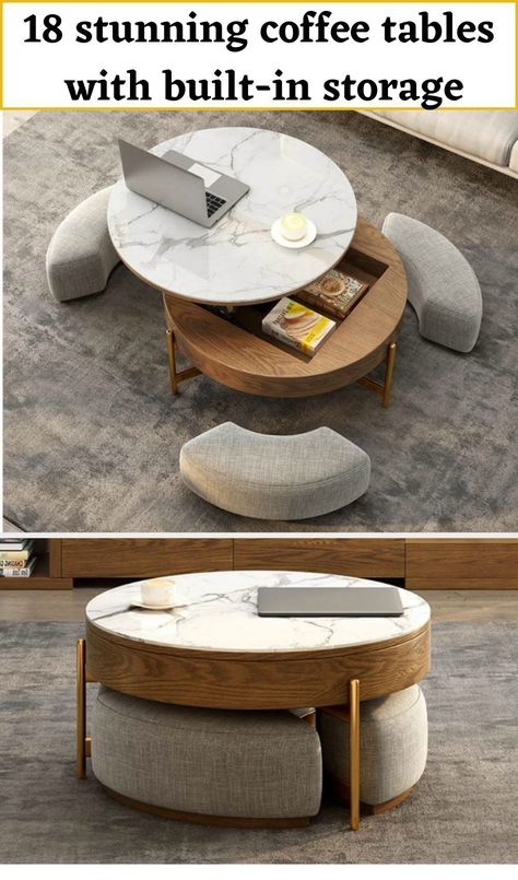 Home Décor, Space Saving Table, Modern Study Table With Storage, Coffee Table For Small Space, Small Space Coffee Table, Convertible Coffee Table, Coffee Table Desk, Coffee Table With Storage, Coffee Table With Stools Underneath