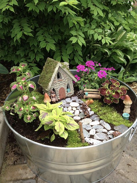 Make a fairy garden in a pot for hours of imaginary play. Indoor Fairy Gardens, Fairy Garden Pots, Fairy Garden Containers, Fairy Garden Plants, Fairy Garden Houses, Garden Containers, Garden Pots, Garden Decor, Garden Projects