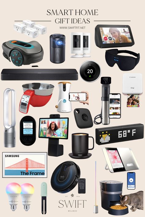 53 Cool Tech Gifts To Create The Ultimate Smart Home | Swift Wellness Gadgets, Laptops, Design, Organisation, Smart Home Products, Best Smart Home, Smart Home Appliances, Home Electronics, Smart Room Technology