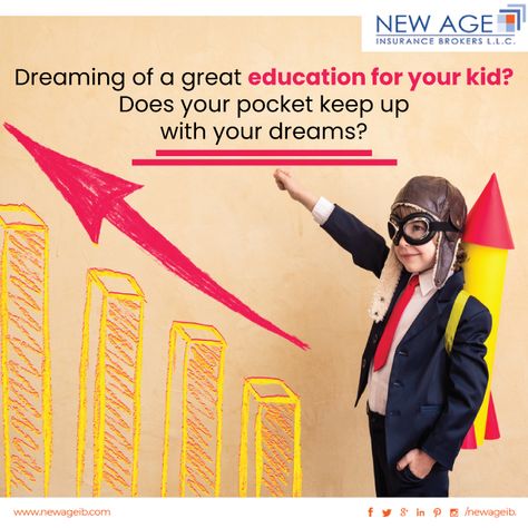 Planning for your child’s education can be overwhelming. New Age Insurance Brokers can assist you in making smart plans and choosing the right education plan for your child. By planning early, we can promise your child the education he/she deserves. Let us work together and fulfill the dreams of your child. You can visit our website at www.newageib.com, call us at 050-9198387 or e-mail us at info@newageib.com to learn more. #dubai  #insurance  #insuranceagent  #insurancebrokers #lifeinsurance New Age, Ideas, Dubai, Life Insurance For Children, Insurance Agent, Insurance Broker, Life Insurance Marketing Ideas, Life Insurance Facts, Life Insurance Marketing