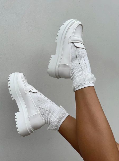 New Arrival Women's FashionWear | Princess Polly USA Boots, Casual, White Loafers, Loafer Outfit, White Loafers Outfit, Loafers For Women, Chunky Loafers, Loafers Outfit, White Shoes