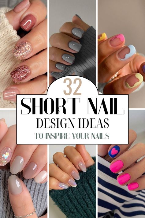 Here are 32 cute short nail designs to inspire your nails. Nail Designs, Accent Nails, Summer, Inspiration, Nail Ideas, Design, Ideas, Pedicure, Neutral Nail Designs
