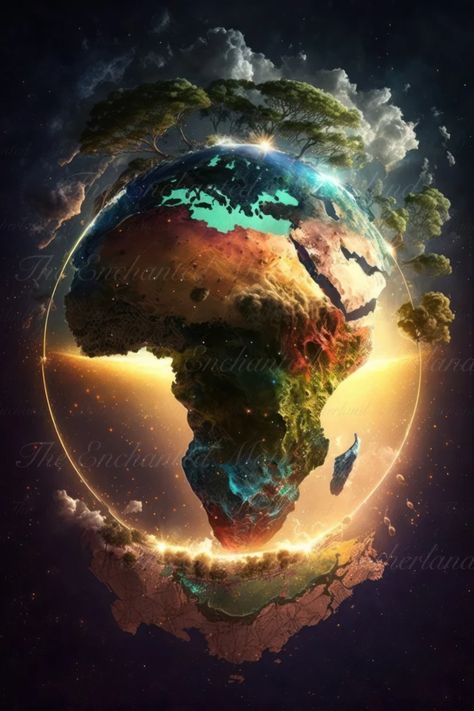 Enchanted Map of Africa | The Motherland | Africa Art Map Continent | Downloadable Digital JPEG File Art, Fantasy Art, Waves, Africa, African, Wallpaper, Fantasy, Afrocentric, Africa Art