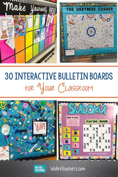 30 Interactive Bulletin Boards That Will Engage Students at Every Level Middle School Bulletin Boards, October Bulletin Boards, Calendar Bulletin Boards, Math Bulletin Boards, Work Bulletin Boards, Art Bulletin Boards, Interactive Bulletin Boards, Interactive Bulletin Board, Fall Bulletin Boards
