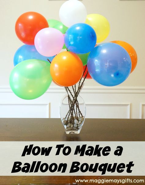 Make any room or party festive with a balloon bouquet! Very easy and inexpensive. No helium needed! Balloons On Sticks, Balloon Decorations, Balloon Bouquet Diy, Balloon Centerpieces, How To Make Balloon, Balloon Bouquet, Balloon Arch, Balloon Diy, Balloon Display