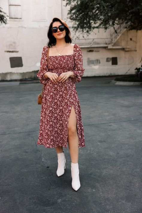 Outfits, Spring Midi Dress, Reformation Dress, Midi Dress Casual Summer, Floral Midi Dress Outfit, Midi Dress Fall, Midi Dress Summer, Midi Dress With Sleeves, Casual Midi Dress