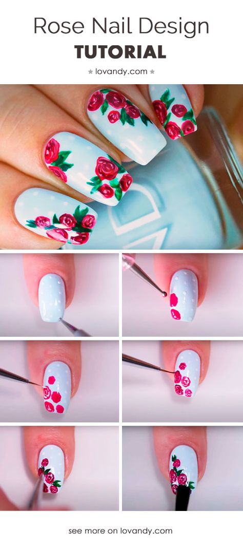 Nail Art Designs, Design, Flower Nails, Floral Nails Diy, Floral Nail Art, Flower Nail Designs, Flower Nail Art, Nail Patterns, Rose Nail Design