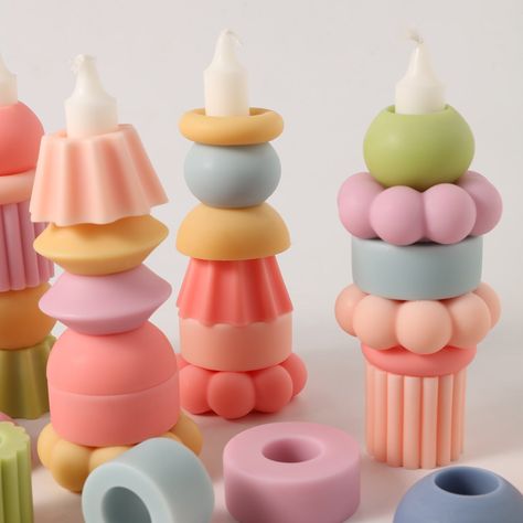 Get ready to unleash your inner architect with our stackable candle molds! These fun and funky candles let you build your own creations, stacking them up high or arranging them in wild and wacky shapes. With endless possibilities, the only limit is your imagination! Diy Crafts, Molde, Vintage, Inspiration, Gadgets, Candles, Diy, Silicone Molds, Diy Silicone Molds