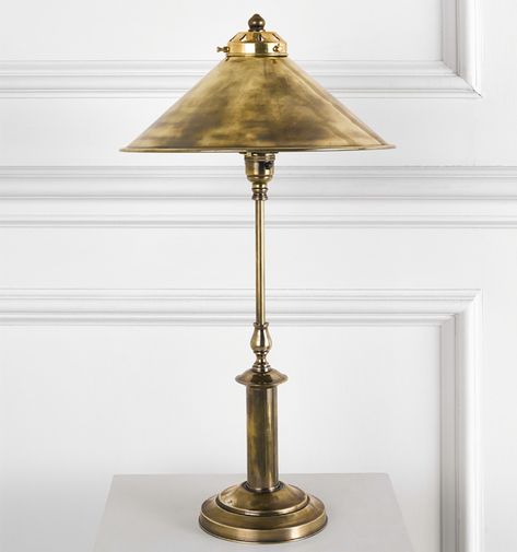 Dorchester Lamp. This small desk lamp has a unique metal shade above an elegant stepped column. Available with or without the brass spun shade. Lamp Shades, Home Décor, Interior, Table Lamps, Antique Interior, Lamps & Lighting, Lampshades, Pendant Light, Lamp Table