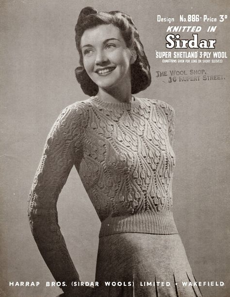 1940's Style For You: Bluebells in Spring Jumper - Free 1940's Knitting Pattern Couture, Jumpers, Vogue Knitting, Vintage Knitwear, Vintage Knitting Patterns, Knitwear, Vintage Sweaters, Vintage Knitting, Sweaters