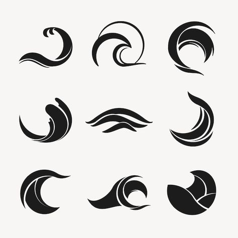 Design, Tattoo, Waves, Tatoo, Waves Icon, Waves Logo, Waves Symbol, Nalu, Black And White Logos