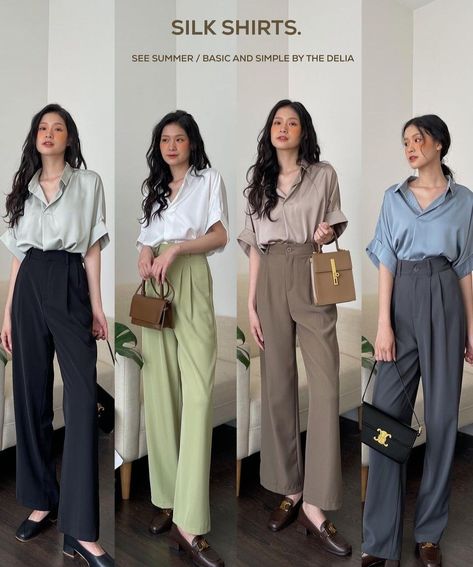 Office Wear Women Work Outfits, Stylish Work Outfits, Korean Dress Casual, Korean Fashion Work, Ootd Kuliah, Trendy Office Outfits, Outfit Kampus, Office Outfits Women, Everyday Fashion Outfits