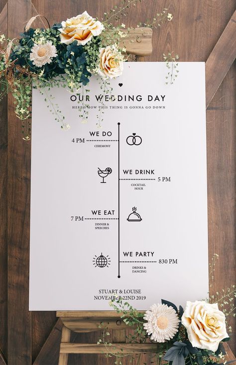 Invitations, Wedding Decor, Wedding Programmes, Wedding Signs, Wedding Planning, Wedding Program Sign, Wedding Timeline Template, Wedding Signage, Wedding Timeline
