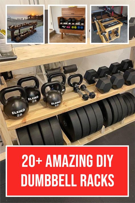 Storage is a must have in the home gym and dumbbell racks are on the top of the list. There are plenty of options available to purchase, but it is also something that many people can build with just a few basic tools. In this article I’ll highlight 25+ of my favorite DIY dumbbell racks for you to draw inspiration from. Fitness, Crossfit, Gym, Diy Gym Equipment, Diy Home Gym, Home Gym Equipment, Home Gym Garage, Gym Rack, Diy Gym