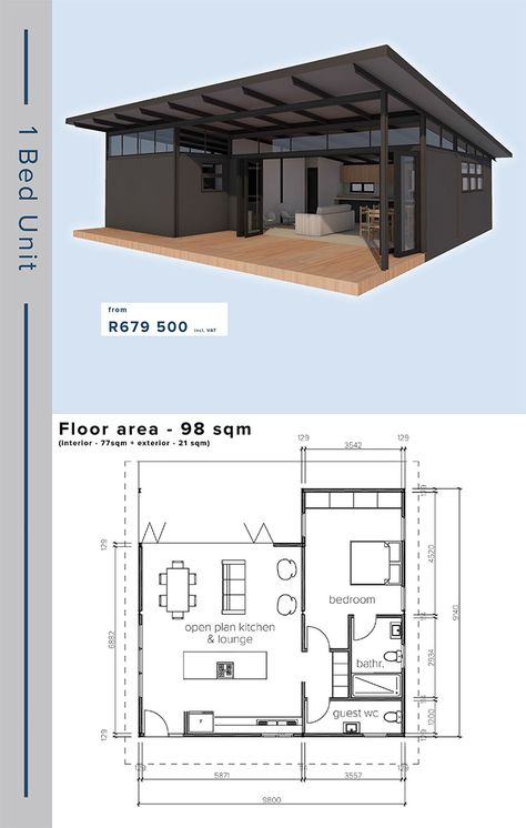 New Yorker Homes - 1 Bedroom - SM Structures | Gauteng Design, House Design, Modern, Model House Plan, Dekorasi Rumah, House, Inredning, Arquitetura, Modern House