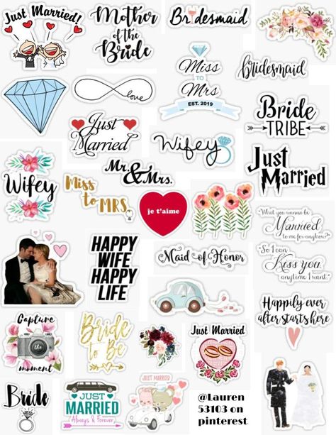 Wedding Stickers wedding sticker packs events just married bridesmaid mother of the bride bride and groom kiss you may kiss the bride wife husband mr and mrs. happy wife happy life wedding dress flowers bridesmaid happily ever after diamond ring  retro vintage sticker pack overlays edits hydroflask stickers laptop stickers phone case stickers trendy cute aesthetic tumblr niche popular teen teenager artsy art hoe basic teen find your aesthetic Wedding, Wedding Dress, Happy Wife, Wedding Stickers, Wedding Scrapbook, Just Married, Happy Married Life, Boda, Scrapbook Quotes