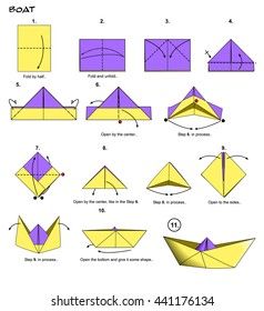 Origami Diagram Origami Lily Flower Origami Stock Illustration 433216609 Origami, Paper Crafts, Crafts, Paper Boat Instructions, Paper Boat, Make A Paper Boat, Paper Boat Origami, Origami Boat Instructions, Origami Boat
