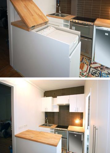 Inspiration : tiny house et petits espaces – Sweet and Sour Home, Ikea, Home Organisation, Cuisine Design, Petite Cuisine, Kitchen Remodel, Built In Furniture, Interieur, Compact Living