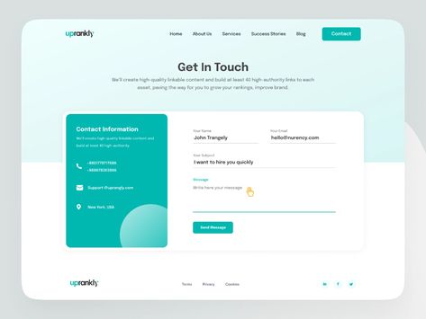 Contact Form UI by Nasir Nurency on Dribbble Web Design, Web Layout, Form Design, Design, Layout, Ui Design Website, Ux App Design, Web Ui Design, Form Design Web