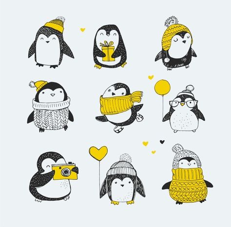 Penguins, Doodles, Christmas Greetings, Doodle Art, Doodle, Diy, Cute Penguins, Christmas Doodles, Christmas Penguin