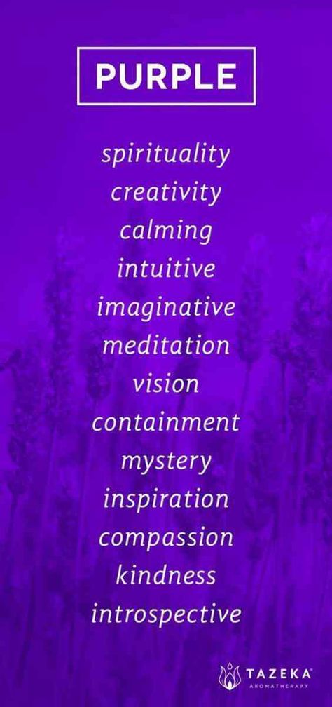 "Purple: spirituality, creativity, calming, intuitive, imaginative, meditation, vision, containment, mystery, inspiration, compassion, kindness, introspective." Chakras, Inspiration, Purple Color Meaning, Color Meanings, Purple Colour Meaning, All Things Purple, Words, Emotions, Purple Love