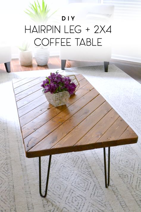 Such an easy and quick build project! Uses up scrap wood and hairpin legs for a minimalist, industrial, and midcentury inspired coffee table. https://www.uglyducklinghouse.com/easy-2x4-coffee-table-diy/?utm_campaign=coschedule&utm_source=pinterest&utm_medium=Sarah%20Fogle%20%7C%20The%20Ugly%20Duckling%20House&utm_content=My%2015-Minute%20DIY%20Coffee%20Table Home Décor, Décor, Home, Diy Furniture, Home Decor, Interieur, Home Diy, Couchtisch Diy, Madera