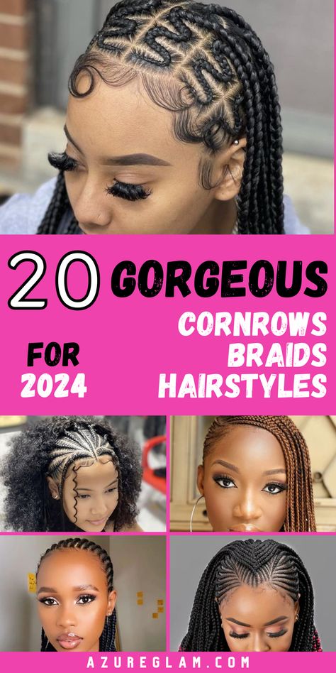 Elevate your hair game with Cornrows Braids Hairstyles 2024. Our collection of cornrows braids hairstyles is a testament to creativity and style. With options for black women, kids, and more, you can choose from short, simple designs to intricate styles with beads. Embrace the art of braiding and make a fashion statement in 2024 with cornrows braids hairstyles that exude confidence and beauty. Prom, Protective Styles, Cornrows, Braided Hairstyles For Black Women Cornrows, Braided Cornrow Hairstyles, Four Braids Cornrow, Cornrows Braids For Black Women, Simple Cornrows For Natural Hair, Cornrow Braid Styles