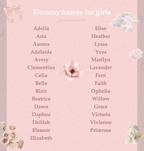 Girl Names, Nama, Cute Names, Tanda, Fotos, Kata-kata, Unique Girl Names, Pretty Names