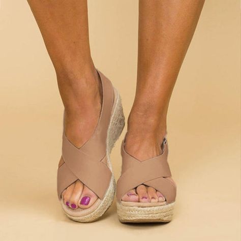 PU Wedge Heel Sandals Wedges Peep Toe Heels shoes Wedge Sandals, Heels, Sandals, Zapatos, Wedge Shoes, Sandal Espadrille, Platform Sandals, Wedge Heels, Open Toe Wedges