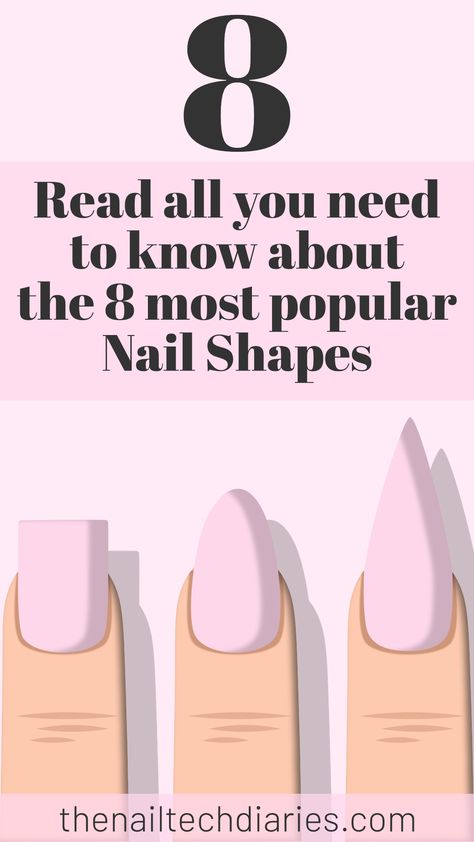 Choosing to go with a stiletto, almond, coffin, tapered square, squoval, square, oval, round. are the building blocks for any nail design. The size of your hands and nails, the length you want your nails to be, and your nails’ condition will all influence what shape of nails you should choose. Some external factors like the type of job you do or your day-to-day activities should also be considered when choosing your nail shape. Design, Acrylic Nail Art, Ideas, Types Of Nails, Different Nail Shapes, Nail Protector, Square Nails, Claw Nails, Almond Nail