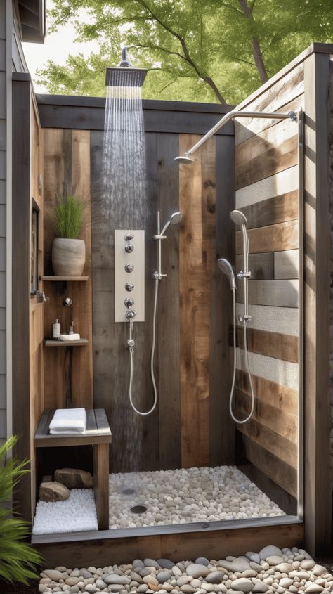 12 Private Outdoor Shower Designs for Soulful Escapes - Peak Patio Life Outdoor, Exterior, Outdoor Pool Shower Ideas, Outdoor Bath House, Outdoor Shower Ideas Backyards, Outside Shower Ideas Backyards Outdoor Bathrooms, Outside Shower Ideas Backyards, Outdoor Pool Shower, Outdoor Shower Inspiration