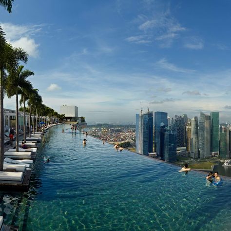 Marina Bay Sands, Singapore 50+ stories up, in an infinity pool overlooking the Singapore skyline in the tropical oasis of the Marina Bay Sands. Ubud, Tours, Hotel Pool, Rooftop Pool, Resort, Sands Hotel, Sands Resort, Best Hotels, Hotel
