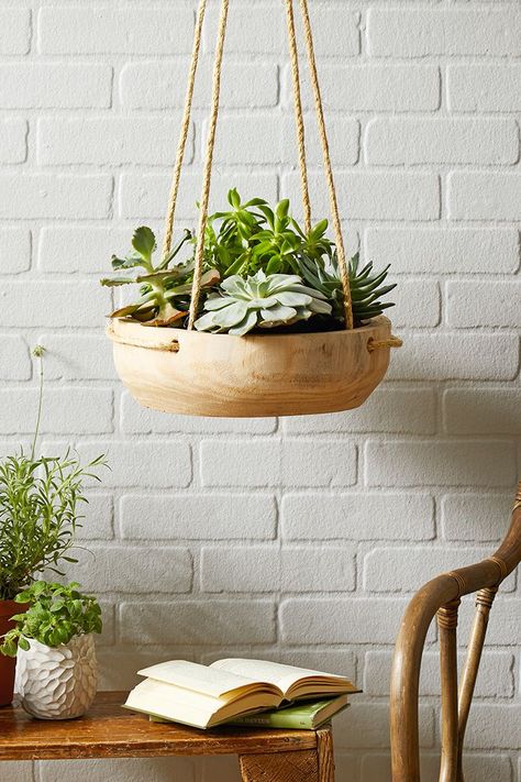 Indoor hanging plant holders are an easy way to add greenery to your home without crowding floor space or tabletops. Check out 23 of our favorite DIY hanging plant holders that effortlessly incorporate greenery into your home decor. #plants #houseplantsdecor #hangingplanters #plantdecor #bhg Hanging Plant Holders, Plant Holder Diy, Plant Holders Indoor, Diy Planters Indoor, Wood Succulent Planter, Hanging Plants Diy, Garden Cactus, Diy Hanging Planter, Succulent Planter Diy