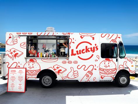 Lucky's Illustration and Branding on Behance Food Trailer, Food Truck Business, Food Cart, Food Truck, Food Trucks, Food Vans, Food Truck Design, Coffee Truck, Restaurant