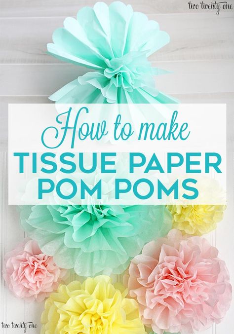 How to Make Tissue Paper Pom Poms Tissue Paper Flowers, Tissue Paper Crafts, Diy, Tissue Paper Pom Poms, Tissue Pom Poms, Paper Pom Poms, Paper Pom Pom, Tissue Paper Decorations, Tissue Paper