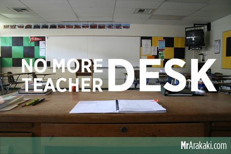 No More Teacher Desk — I Teach Kids Organisation, No Teacher Desk, Teacher Desk Areas, Student Desks, Teacher Desks, Teacher Desk, Teacher Desk Organization, Organized Teachers, Teacher Organization
