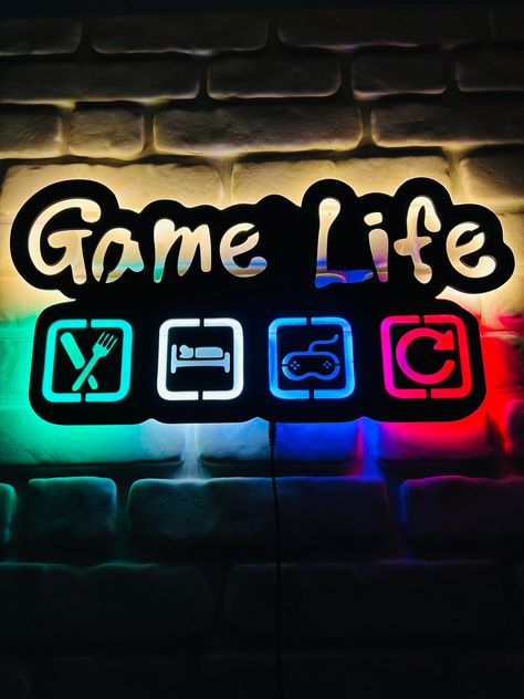 Neon, Glow, Gamer Decor, Gamer Room, Game Room Wall Decor, Game Room, Gaming Bedroom, Gaming Wallpapers, Gaming Setup