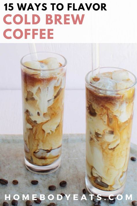 swirled caramel coffee in glass Smoothies, Dessert, Best Cold Brew Coffee, Homemade Cold Brew Coffee, Cold Coffee Drinks, Making Cold Brew Coffee, Diy Cold Brew Coffee, Cold Coffee Drinks Recipes, Cold Brew Recipe