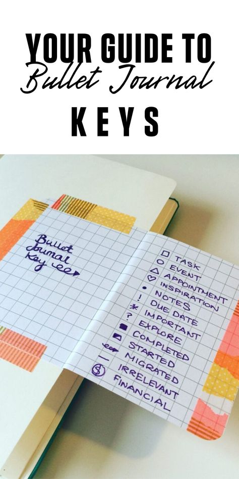 Planners, Diy, Organisation, Bullet Journal Key Page, Bullet Journal Key, Bullet Journal Lists, Bullet Journal For Beginners, Bullet Journal Writing, Bullet Journal Ideas Pages