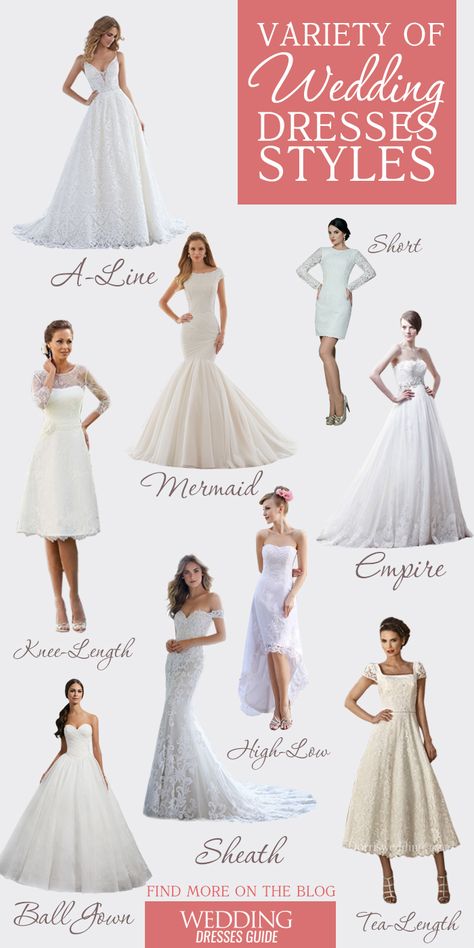 Wedding Dress, Wedding Dress Guide, Wedding Dress Styles Chart, Wedding Dress Styles Guide, Wedding Dress Silhouette Guide, Wedding Dress Waistline Guide, Types Of Wedding Gowns, Wedding Dress Shopping, Wedding Dress Patterns